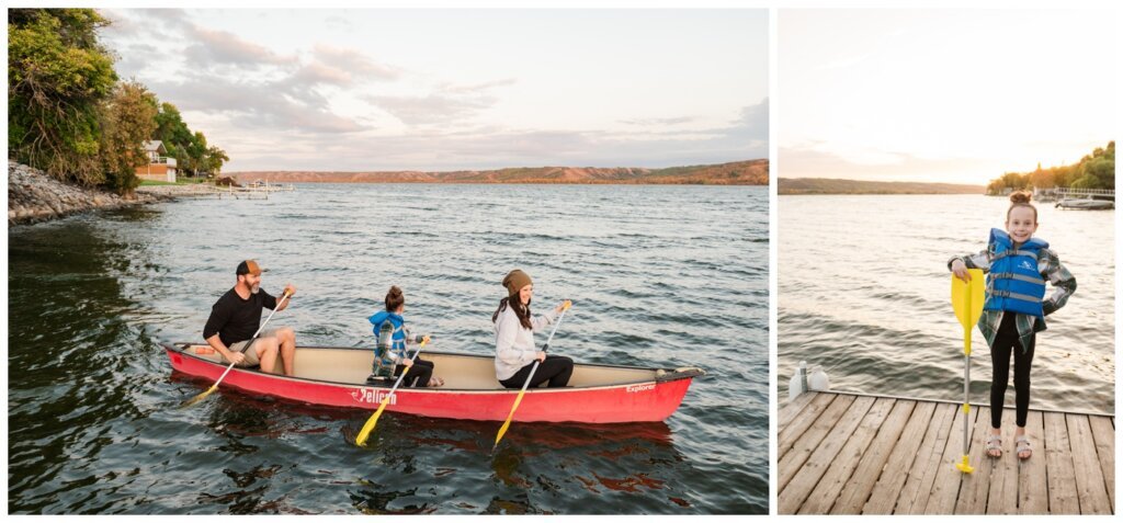 Korchinski Family - Qu'Appelle Valley- 009 - Girl stands with canoe paddle in her life jacket