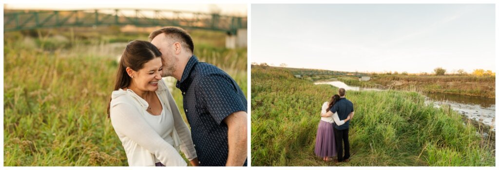 Bill & Lindsay - Regina Family Photographer - Wascana Trails - 004 - Couple overlook creek in Wascana Trails
