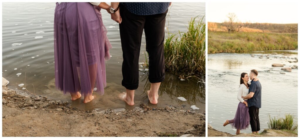 Bill & Lindsay - Regina Family Photographer - Wascana Trails - 006 - Couple stand in the creek
