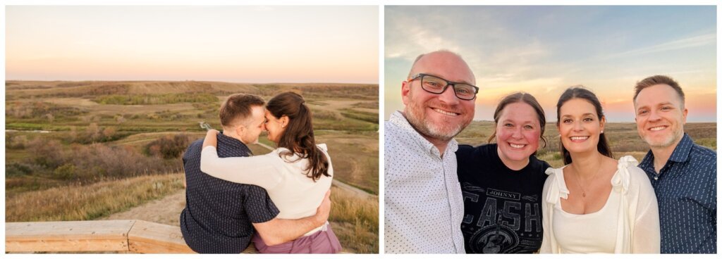 Bill & Lindsay - Regina Family Photographer - Wascana Trails - 009 - Couple kiss overlooking the valley