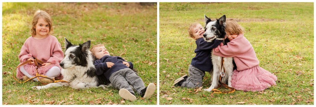 Filby Family - Wascana Park - 002 - Young kids with their black & white dog