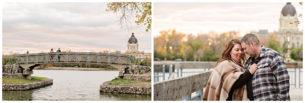 Scott & Ashley - Regina Family Photography - Wascana Park - 006 - Husband leads his wife over bridge
