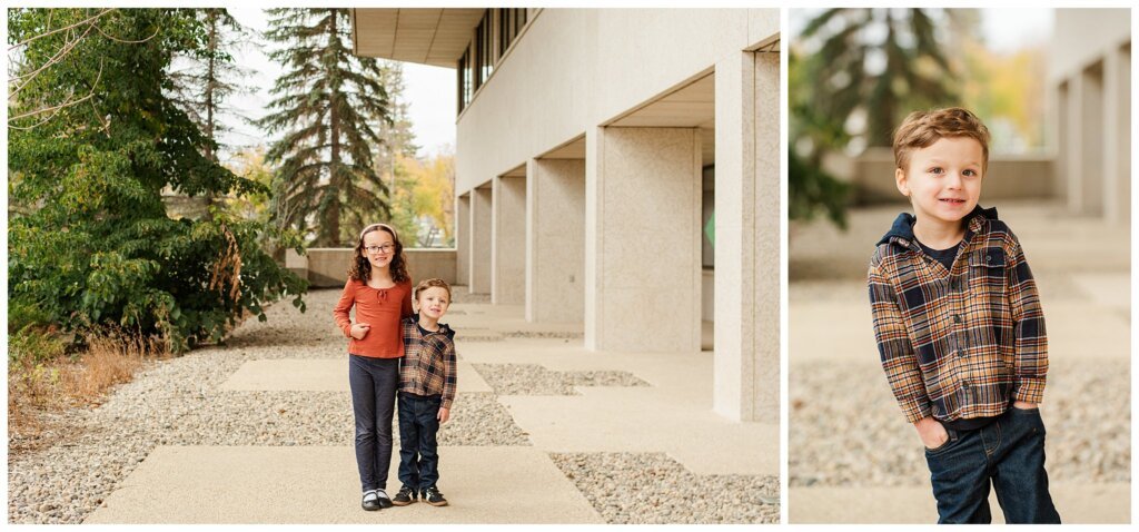 Swereda Family - TC Douglas Building - 001 - Little boy in plaid with hands in pockets