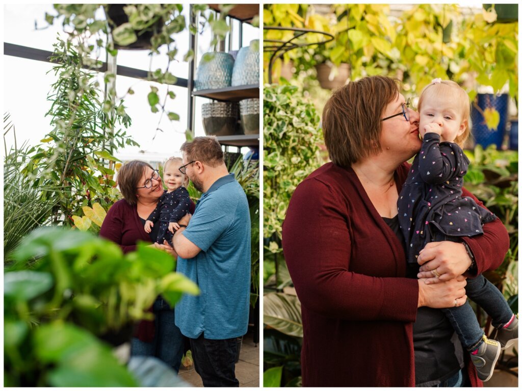 Weir Family - Dutch Growers Regina - 002 - Mom gives her toddler a kiss on the cheek