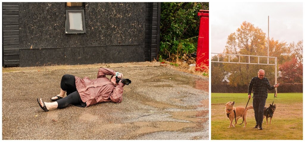 Behind the Scenes of CCP - Regina Wedding Photographer - 002 - Photographer lays in a puddle