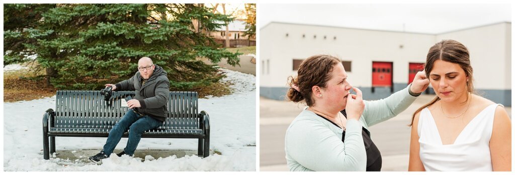 Behind the Scenes of CCP - Regina Wedding Photographer - 003 - Photographer fixes brides hair